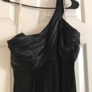 Formal one shoulder brides maid dress black satin